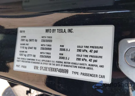2019 Tesla Model 3 Long Range/Performance from USA, damaged, VIN 5YJ3E1EBXKF408699